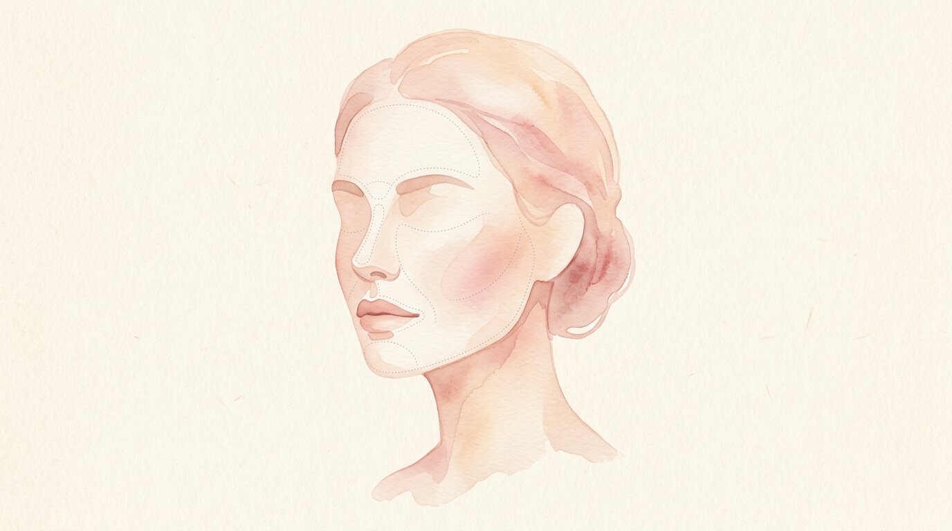 Acne face map watercolor illustration showing facial zones