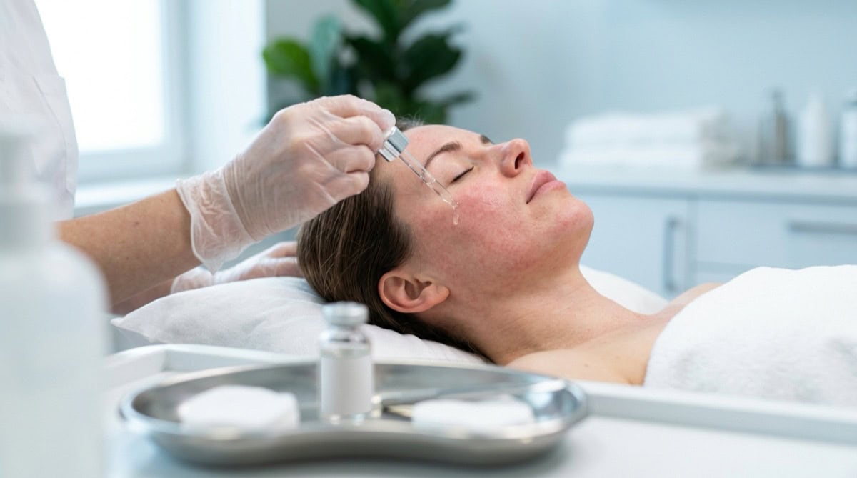 Serum applied to skin after microneedling