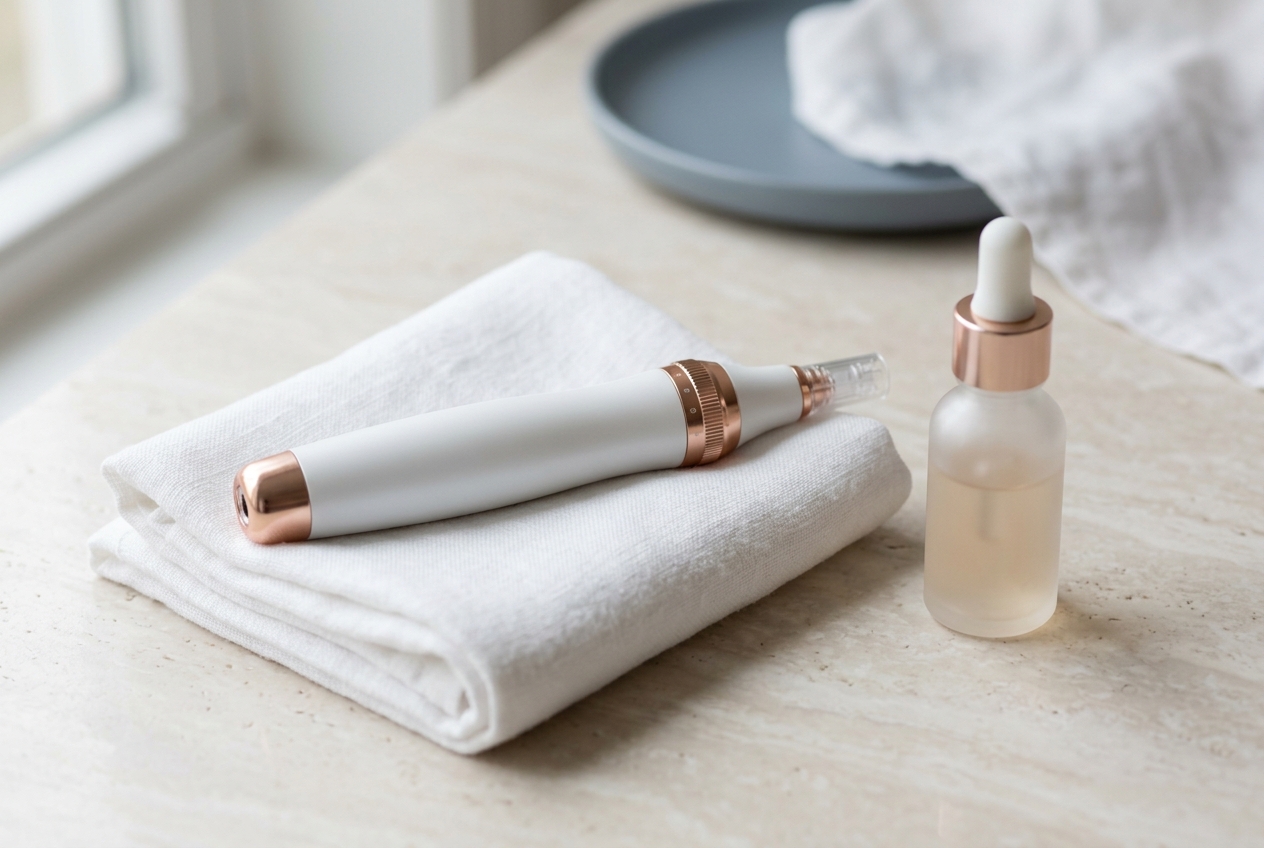 Microneedling pen device used for treating acne scars at home