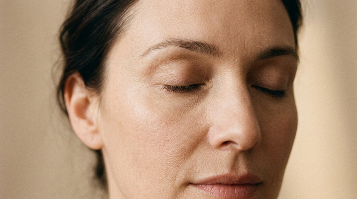 Close-up of the delicate under-eye area, the skin microneedling targets for fine lines